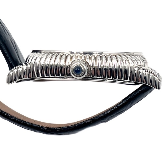 Judith Ripka Sterling Silver Watch- Mother of Pearl Heart Dial, Croc Strap, Rare - Picture 6 of 13